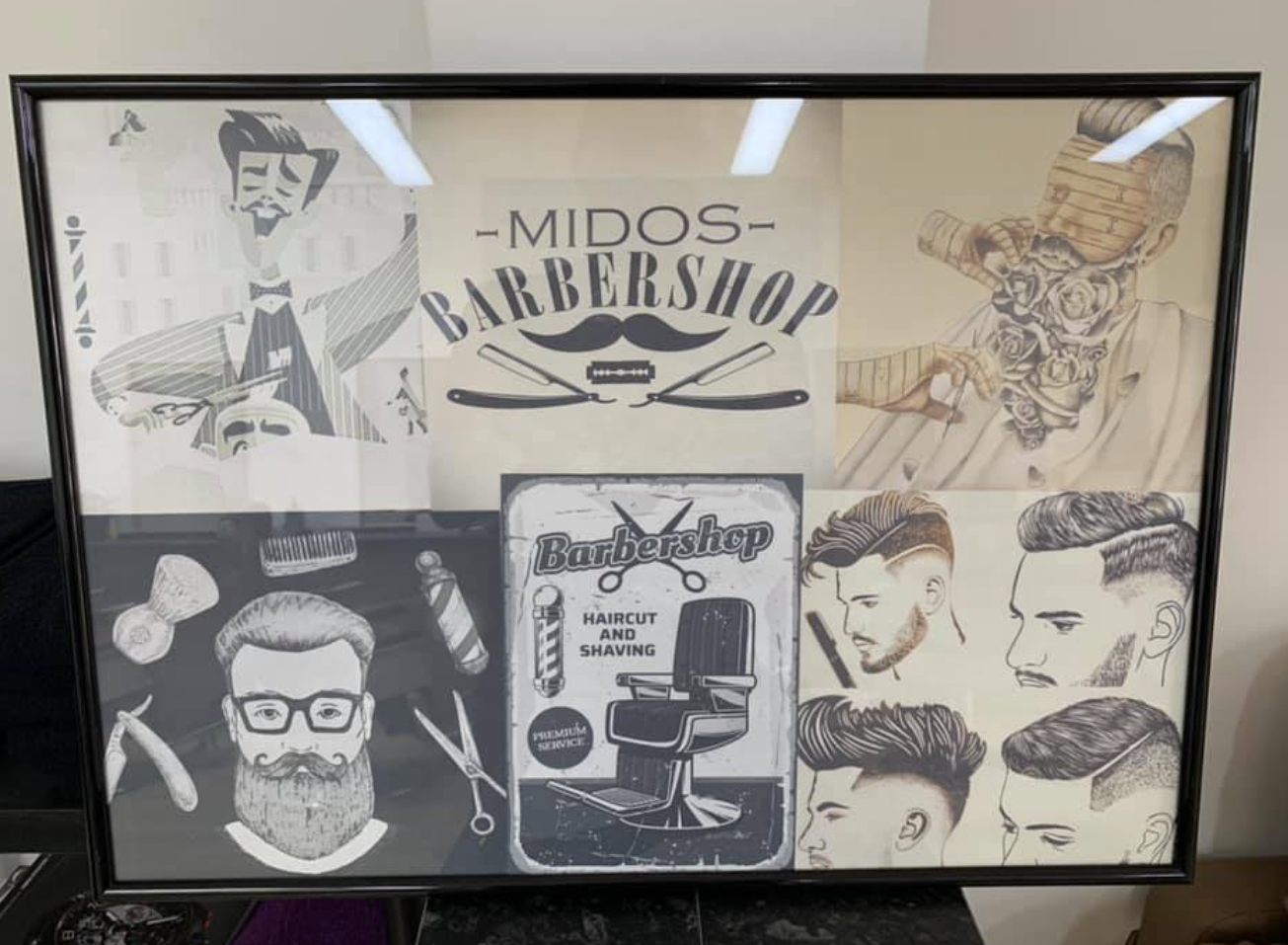 Framed barbershop wall art inside MIDOS
